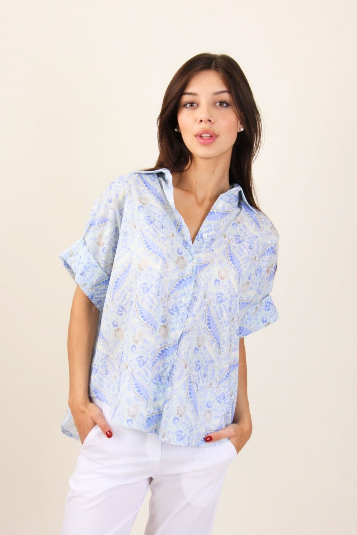 CAMICIA FANTASIA A MANICHE CORTE
