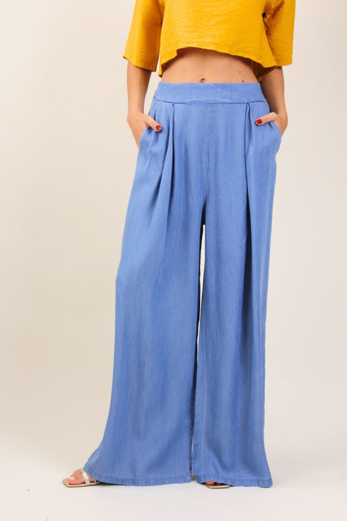 PANTALONI A PALAZZO IN DENIM LEGGERO