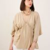 BLUSA SCOLLO A V CON MANICHE AMPIE - Beige, TU