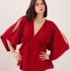 BLUSA SCOLLO A V CON MANICHE AMPIE - India, TU