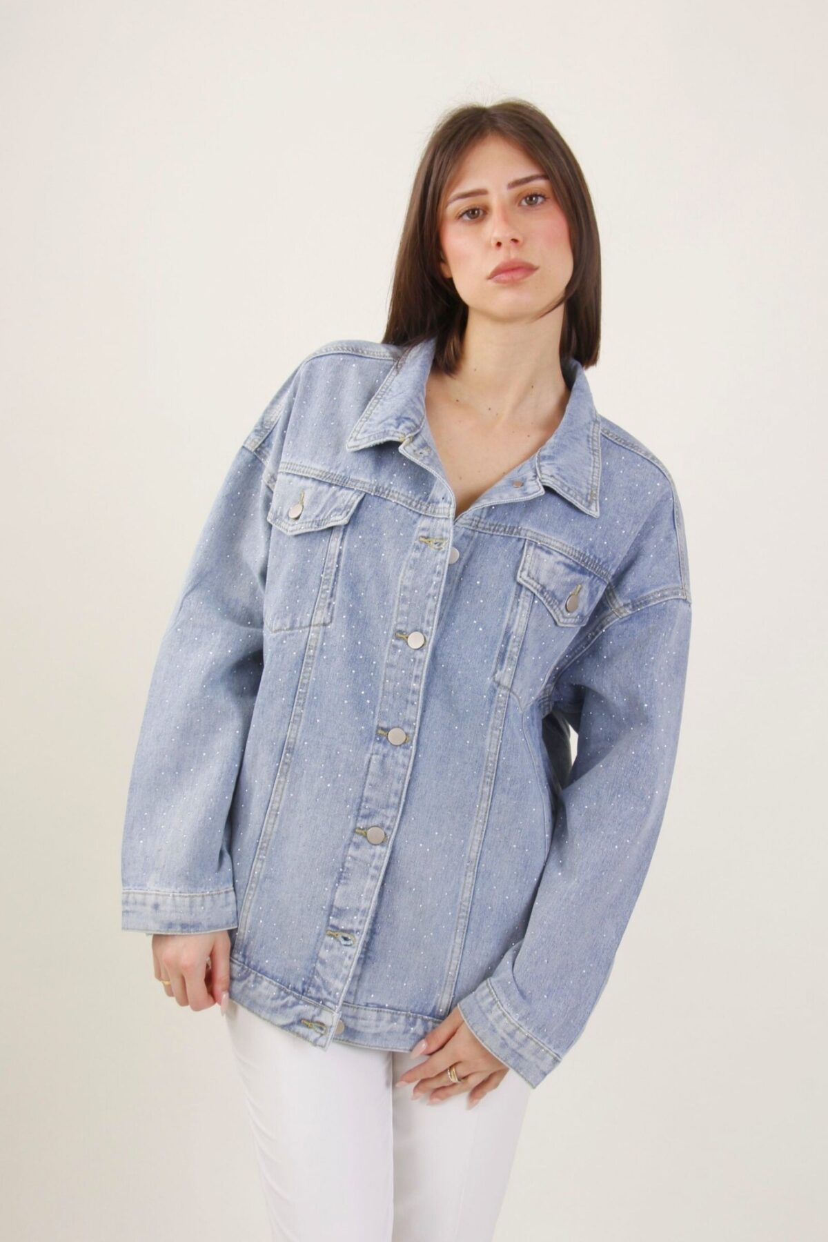 GIACCA DI JEANS OVERSIZE CON STRASS