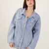 GIACCA DI JEANS OVERSIZE CON STRASS - Blu-jeans, TU