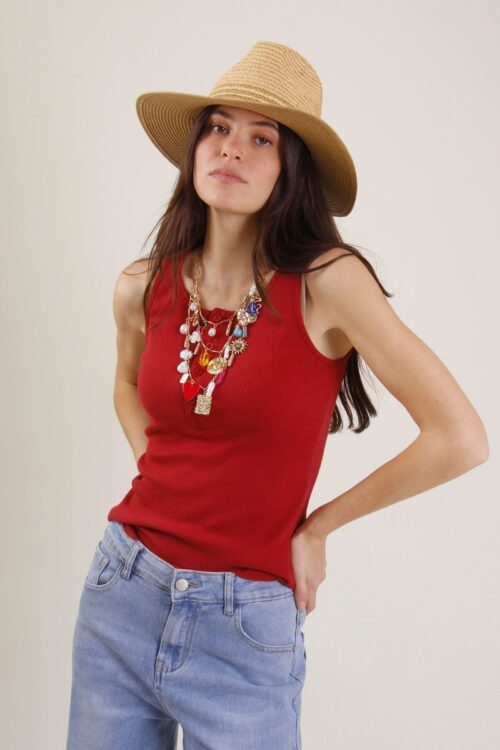 CANOTTA A COSTINE CON ABBOTTONATURA FRONTALE