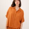 CAMICIA CON SPALLA SCESA A MANICHE CORTE - Cuoio, TU