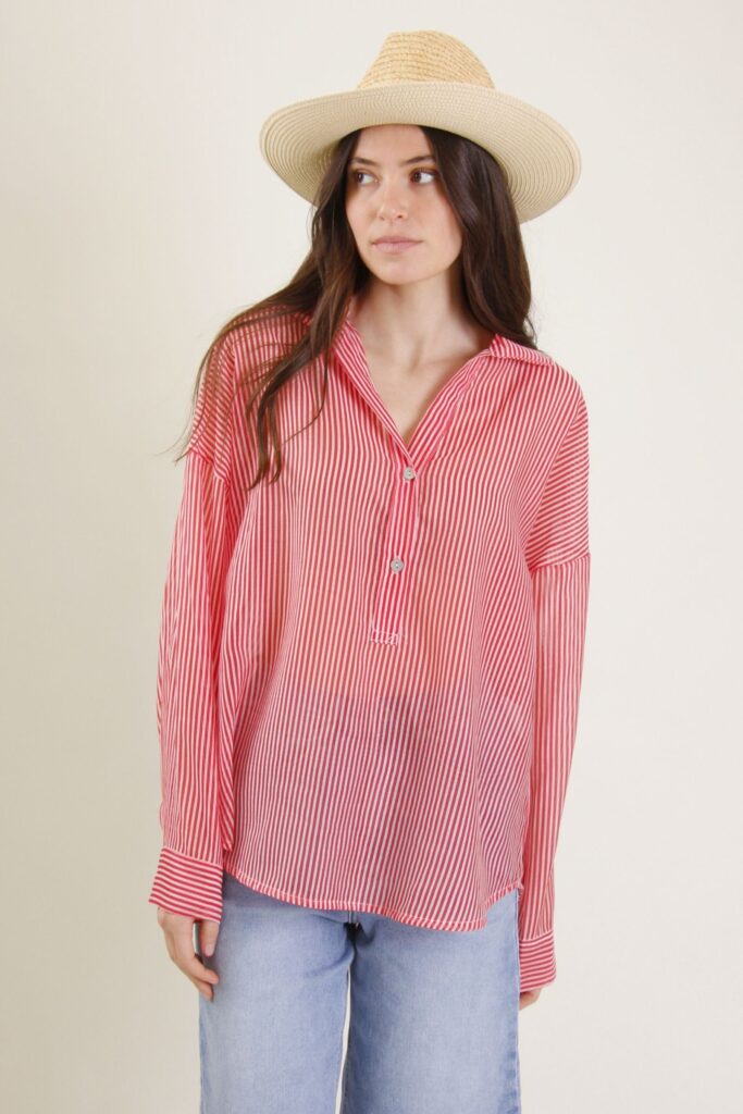 CAMICIA A RIGHE IN TENCEL 