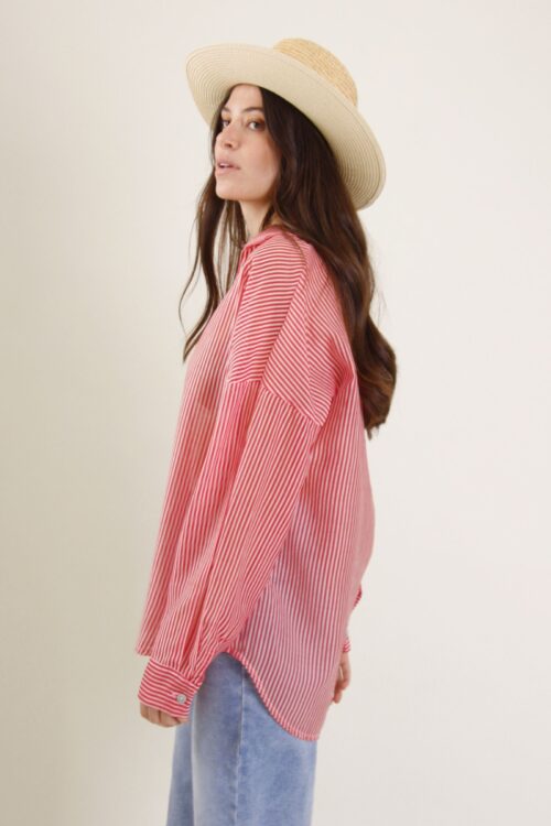 Alternative view of CAMICIA A RIGHE IN TENCEL