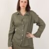 CAMICIA A RIGHE IN LINO - Militare, TU