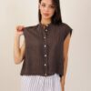 CAMICIA SENZA MANICHE A RIGHE IN LINO - Moro, TU
