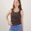 CANOTTA IN TESSUTO A COSTINE - Dark Brown, TU
