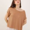 T-SHIRT CROP IN LINO - Cammello, TU