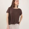 T-SHIRT CROP IN LINO - Dark Brown, TU