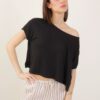 T-SHIRT CROP IN LINO - Black, TU