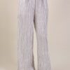 PANTALONI A RIGHE IN LINO CON COULISSE - White, TU