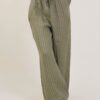 PANTALONI A RIGHE IN LINO CON COULISSE - Militare, TU