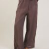 PANTALONI A RIGHE IN LINO CON COULISSE - Dark Brown, TU