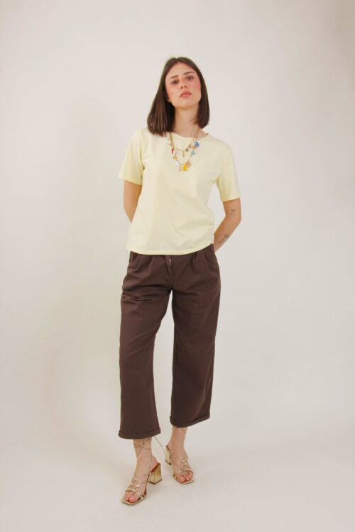 PANTALONI CROP IN COTONE