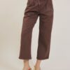 PANTALONI CROP IN COTONE - Dark Brown, L