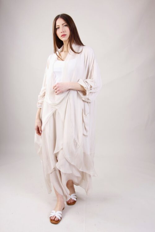 MAGLIA LUNGA INCROCIATA IN MISTO SETA