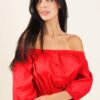 BLUSA CROPPED CON MANICHE A PALLONCINO - Rosso, TU