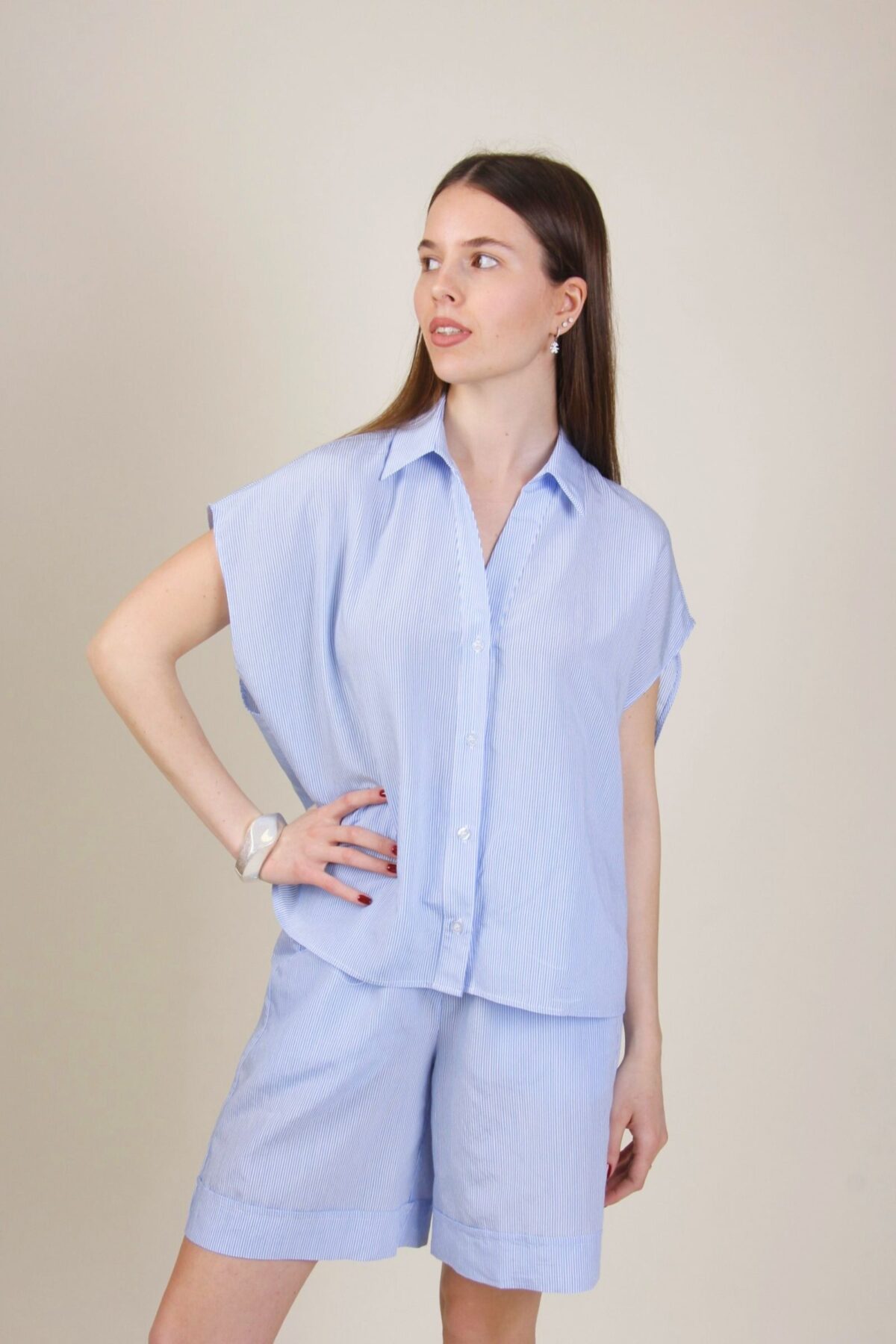CAMICIA SMANICATA A RIGHE