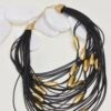 COLLANA MULTIGIRO CON DETTAGLI DORATI - Nero, TU