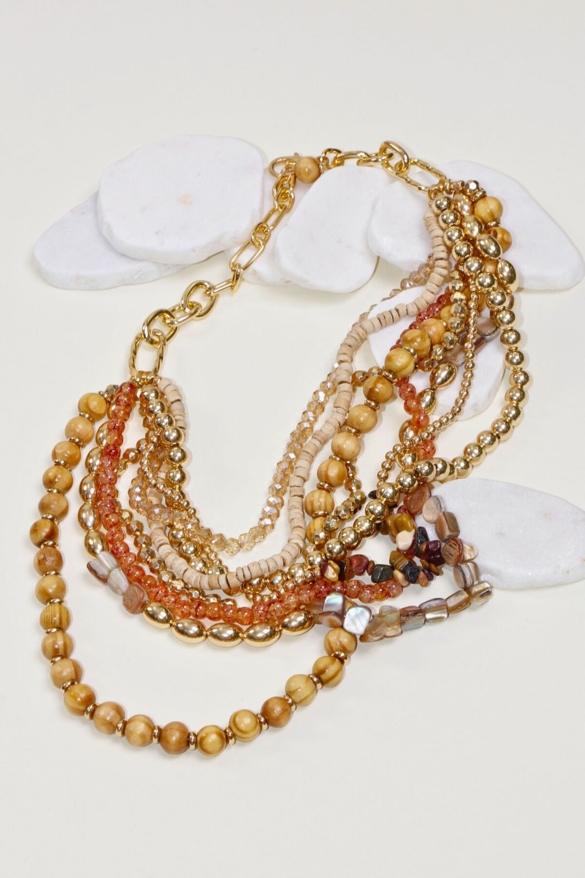 COLLANA MULTIGIRO CON MIX DI PERLE
