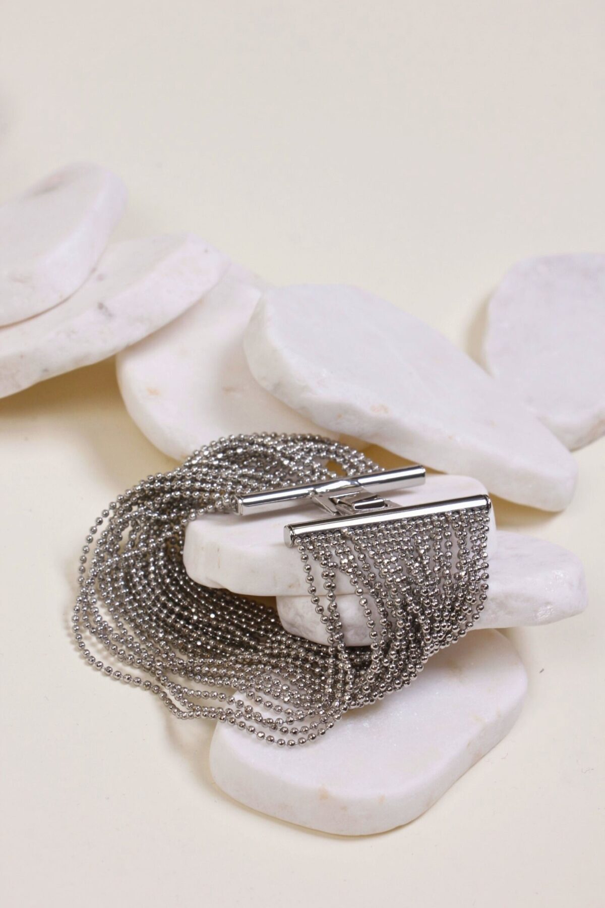 BRACCIALE MULTIFILO ARGENTO A CATENINE