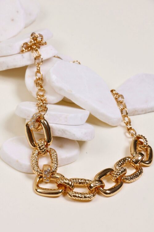 COLLANA CATENA ORO CON MAGLIE INTRECCIATE