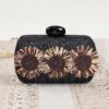 POCHETTE IN RAFIA CON APPLICAZIONI FLOREALI - Nero, TU