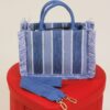 BORSA SHOPPER IN TESSUTO DENIM CON FRANGE - Blu, TU