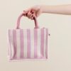 BORSA A MANO IN RAFIA RIGIDA CON MANICI IN ECOPELLE - Rosa, TU
