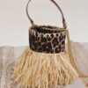 BORSA A SECCHIELLO CON FRANGE IN RAFIA E STAMPA ANIMALIER - Moro, TU