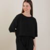 CROP TOP IN TESSUTO EFFETTO STROPICCIATO - Nero, TU