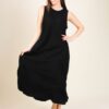 ABITO LUNGO IN MISTO TENCEL SENZA MANICHE - Black, TU