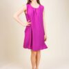 ABITO CORTO IN MISTO TENCEL CON ARRICCIATURA SUL COLLO - Ciclamino, TU