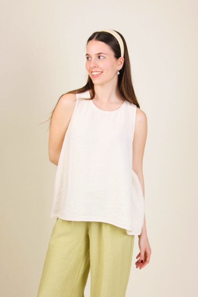 TOP IN MISTO TENCEL CON FONDO ASIMMETRICO 