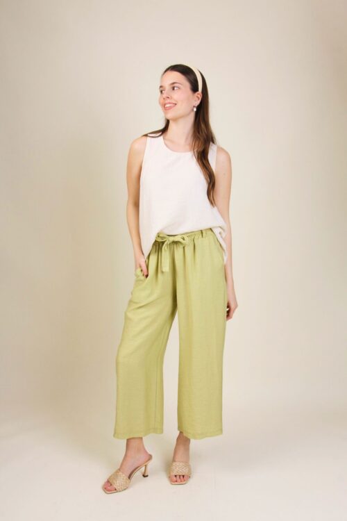 PANTALONI IN MISTO TENCEL CON FIOCCO