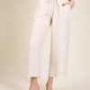 PANTALONI IN MISTO TENCEL CON FIOCCO - Burro, TU