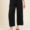 PANTALONI IN MISTO TENCEL CON FIOCCO - Nero, TU