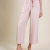 PANTALONI IN MISTO TENCEL CON FIOCCO - Rosa, TU