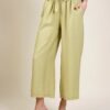 PANTALONI IN MISTO TENCEL CON FIOCCO - Verde, TU