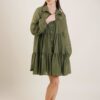 CHEMISIER IN TESSUTO LEGGERO CON MANICHE LUNGHE A PALLONCINO - Militare, TU