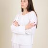BLUSA CON COLLO ALLA COREANA IN LINO - Panna, TU