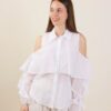 CAMICIA IN COTONE CON SPALLE SCOPERTE E BALZA - Bianco, TU