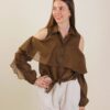 CAMICIA IN COTONE CON SPALLE SCOPERTE E BALZA - Moro, TU