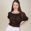 BLUSA CROPPED CON MANICHE A PALLONCINO - Moro, TU