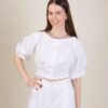 BLUSA CROPPED CON MANICHE A PALLONCINO - Panna, TU