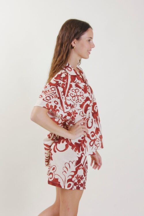 Alternative view of CAMICIA IN MISTO LINO E VISCOSA MANICA CORTA