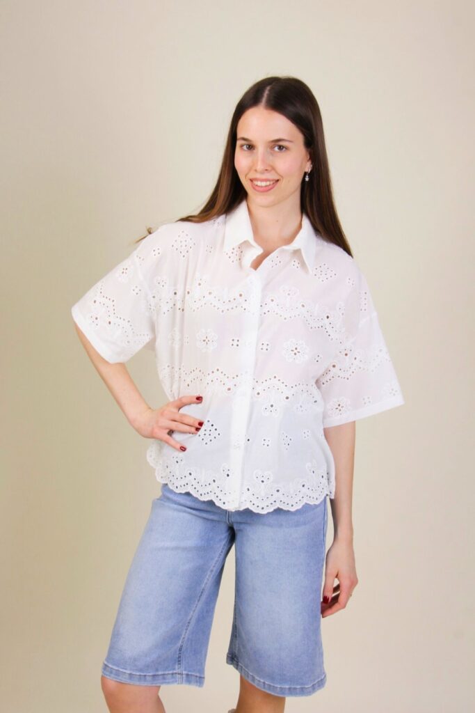CAMICIA IN SANGALLO CON COLLETTO CLASSICO 