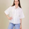 CAMICIA IN SANGALLO CON COLLETTO CLASSICO - Bianco, TU